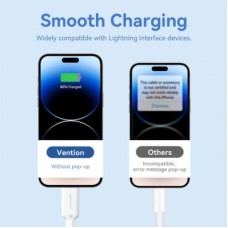 Дата кабель USB 2.0 AM to Lightning 1.0m 2.4A black Vention (LAMBF) - Фото