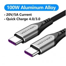 Дата кабель USB-C to USB-C 1.0m 5A aluminum gray Vention (TAEHF) - Фото