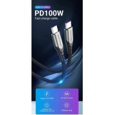 Дата кабель USB-C to USB-C 1.0m 5A aluminum gray Vention (TAEHF) - Фото