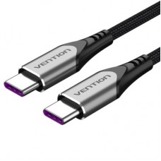 Дата кабель USB-C to USB-C 2.0m 5A aluminum gray Vention (TAEHH) - Фото