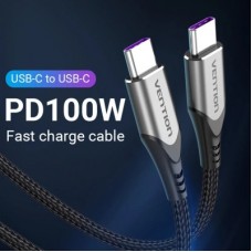 Дата кабель USB-C to USB-C 2.0m 5A aluminum gray Vention (TAEHH) - Фото