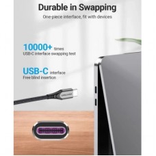Дата кабель USB-C to USB-C 2.0m 5A aluminum gray Vention (TAEHH) - Фото