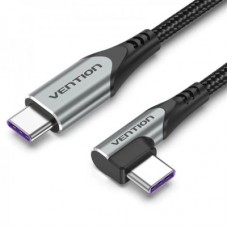 Дата кабель USB-C to USB-C 1.0m 5A 90° corner aluminum gray Vention (TAKHF) - Фото
