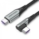 Дата кабель USB-C to USB-C 1.0m 5A 90° corner aluminum gray Vention (TAKHF)