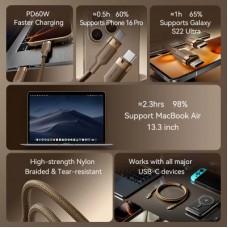 Дата кабель USB-C to USB-C 1.0m 3A aluminum gold Vention (TRDJF) - Фото