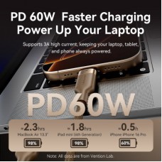 Дата кабель USB-C to USB-C 1.0m 3A aluminum gold Vention (TRDJF) - Фото