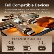Дата кабель USB-C to USB-C 1.0m 3A aluminum gold Vention (TRDJF) - Фото
