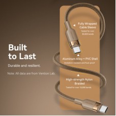 Дата кабель USB-C to USB-C 1.0m 3A aluminum gold Vention (TRDJF) - Фото
