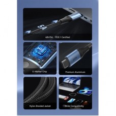 Дата кабель USB-C to USB-C 1.5m 240W aluminum black Vention (TREBG) - Фото