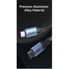 Дата кабель USB-C to USB-C 1.5m 240W aluminum black Vention (TREBG) - Фото