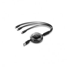 Дата кабель USB 2.0 AM to 2xUSB-C + Lightning 1.0m 3.5A retractable Vention (TRJBBE) - Фото