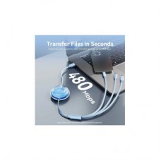 Дата кабель USB 2.0 AM to 2xUSB-C + Lightning 1.0m 3.5A retractable Vention (TRJBBE) - Фото