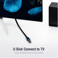 Дата кабель USB 3.0 AM/AF 2.0m flat black Vention (VAS-A13-B200) - Фото