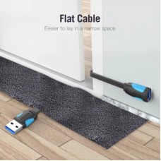 Дата кабель USB 3.0 AM/AF 2.0m flat black Vention (VAS-A13-B200) - Фото