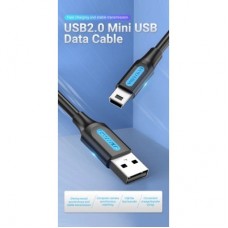 Дата кабель USB 2.0 AM to Mini 5P 1.0m black Vention (COMBF) - Фото