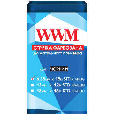 Лента к принтерам 6.35мм х 15м STD к. Black WWM (R6.15S)