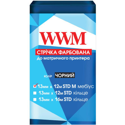 Лента к принтерам 13мм х 12м STD л. Black WWM (R13.12SM)