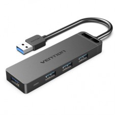 Концентратор Vention USB 3.0 to 4xUSB 3.0 Hub With Power Supply 0.15m black (CHLBB) - Фото