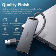 Концентратор Vention USB 3.0 to 4xUSB 3.0 Hub With Power Supply 0.15m black (CHLBB) - Фото