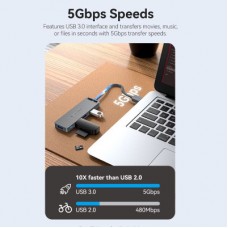 Концентратор Vention USB 3.0 to 4xUSB 3.0 Hub With Power Supply 0.15m black (CHLBB) - Фото