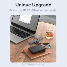 Концентратор Vention USB 3.0 to 4xUSB 3.0 Hub With Power Supply 0.15m black (CHLBB) - Фото