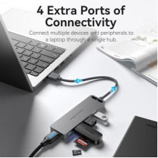 Концентратор Vention USB 3.0 to 4xUSB 3.0 Hub With Power Supply 0.15m black (CHLBB) - Фото