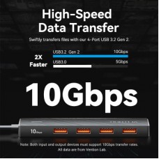 Концентратор Vention USB to 4xUSB 3.2 Gen2 + USB-C 10Gbps 0.15m black (CHOBB) - Фото