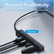 Концентратор Vention USB to 4xUSB 3.2 Gen2 + USB-C 10Gbps 0.15m black (CHOBB) - Фото