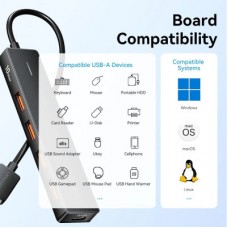 Концентратор Vention USB to 4xUSB 3.2 Gen2 + USB-C 10Gbps 0.15m black (CHOBB) - Фото