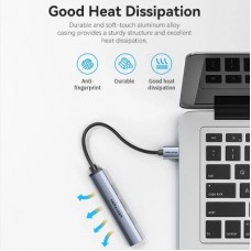 Концентратор Vention USB 3.0 to 1xUSB 3.0 + 3xUSB 2.0 0.15 m gray (CKOHB) - Фото