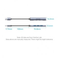 Концентратор Vention USB 3.0 to 1xUSB 3.0 + 3xUSB 2.0 0.15 m gray (CKOHB) - Фото