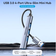 Концентратор Vention USB 3.0 to 1xUSB 3.0 + 3xUSB 2.0 0.15 m gray (CKOHB) - Фото