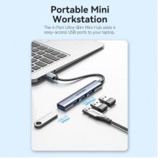 Концентратор Vention USB 3.0 to 1xUSB 3.0 + 3xUSB 2.0 0.15 m gray (CKOHB) - Фото