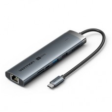 Концентратор Vention USB-C 7-in-1 USB-C PD + USB 3.2 + USB 3.0 + USB 2.0 + RJ45 + SD/TF + HDMI 0.15m (TGUHB) - Фото