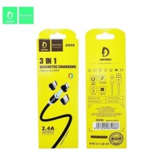 Дата кабель USB 2.0 AM to Lightning + Micro 5P + Type-C magnetic black Denmen (DN-D09E-BK) - Фото