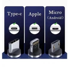 Дата кабель USB 2.0 AM to Lightning + Micro 5P + Type-C magnetic black Denmen (DN-D09E-BK) - Фото