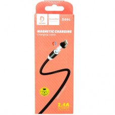 Дата кабель USB 2.0 AM to Lightning magnetic black Denmen (DN-D09L-BK) - Фото