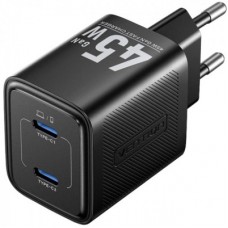 Зарядний пристрій Vention 2xUSB-C PD45W GaN black (FEFB0-EU) - Фото