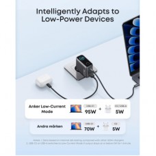 Зарядний пристрій Anker 2xUSB-C PD100W + 1xUSB GaN w Display + cable USB-C dark gray (B121BGZ1) - Фото