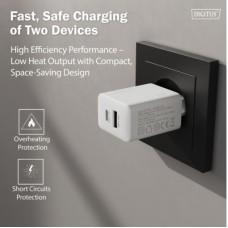 Зарядний пристрій Digitus 1xUSB-C + 1xUSB 20 W (DA-10300) - Фото