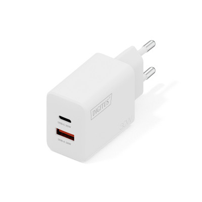 Зарядний пристрій Digitus 1xUSB-C + 1xUSB 30 W GaN (DA-10301)