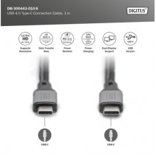 Дата кабель USB-C to USB-C 1.0m USB 4.0 black Digitus (DB-300443-010-S) - Фото