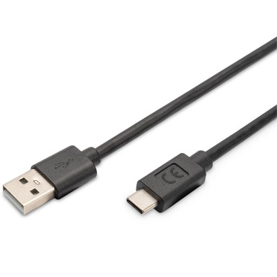 Дата кабель USB 2.0 AM to USB-C 3.0m black Digitus (AK-300148-030-S)