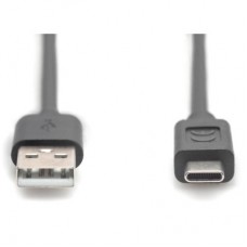 Дата кабель USB 2.0 AM to USB-C 3.0m black Digitus (AK-300148-030-S) - Фото