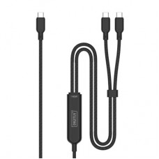 Дата кабель USB-C to 2xUSB-C 1.8m 140W black Digitus (AK-300170-018-S) - Фото