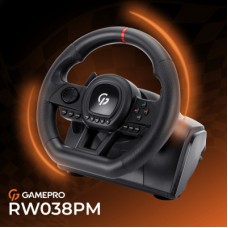 Руль GamePro RW038PM з педалями та коробкою передач PC/XBOX360/XBOXONE/SWITCH/PS3/PS4 (RW038PM) - Фото