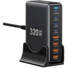 Зарядний пристрій Essager 4xUSB-C + 4xUSB 320 W GaN (EZC320W-QJB0G-Z) - Фото