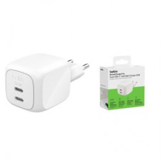 Зарядний пристрій Belkin 2xUSB-C PD50W GaN PPS white (WCH019KQWH) - Фото
