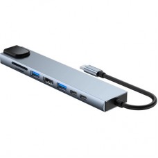 Концентратор Dynamode USB-C 8-in-1 HDMI 4K30Hz + 1xRJ45 + 1xUSB 3.0 + 1xUSB 2.0 + 1xUSB-C PD (BYL-2017L) - Фото
