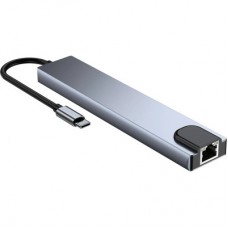Концентратор Dynamode USB-C 8-in-1 HDMI 4K30Hz + 1xRJ45 + 1xUSB 3.0 + 1xUSB 2.0 + 1xUSB-C PD (BYL-2017L) - Фото